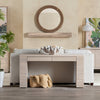 Crestview Pia Sofa Console Table | 64" | 2 Drawers | Cream Reeded Base