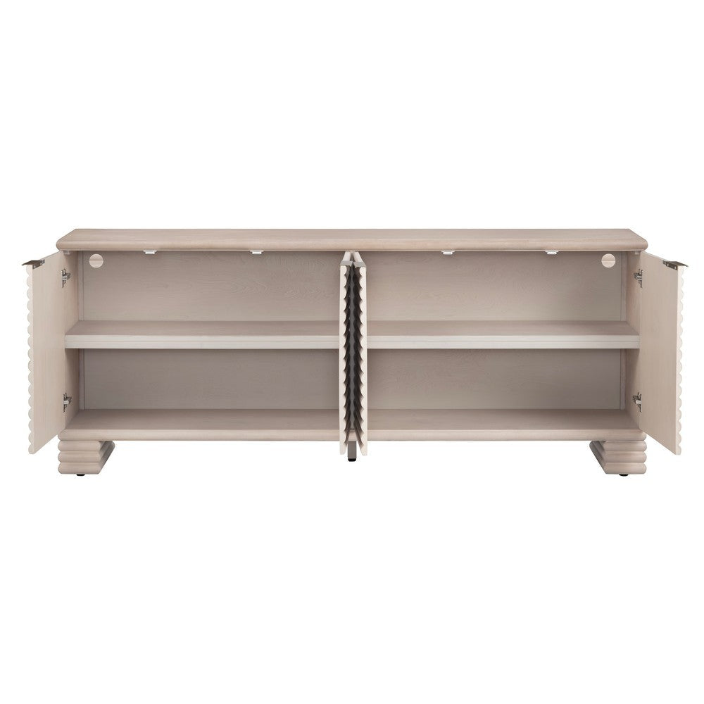 Crestview Pia Media Cabinet Credenza | 80’’ | Cream 4 Reeded Doors CCL-CVFDR1228