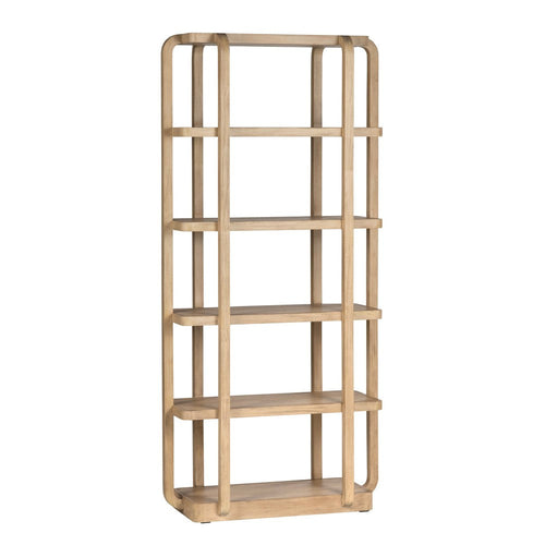Crestview Tena 5 Shelf Etagere Bookcase | Boho Curved Edges | Tan Brown