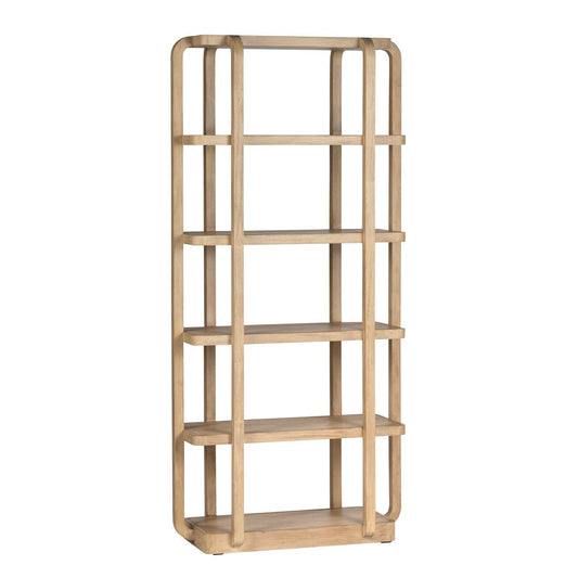 Crestview Tena 5 Shelf Etagere Bookcase | Boho Curved Edges | Tan Brown