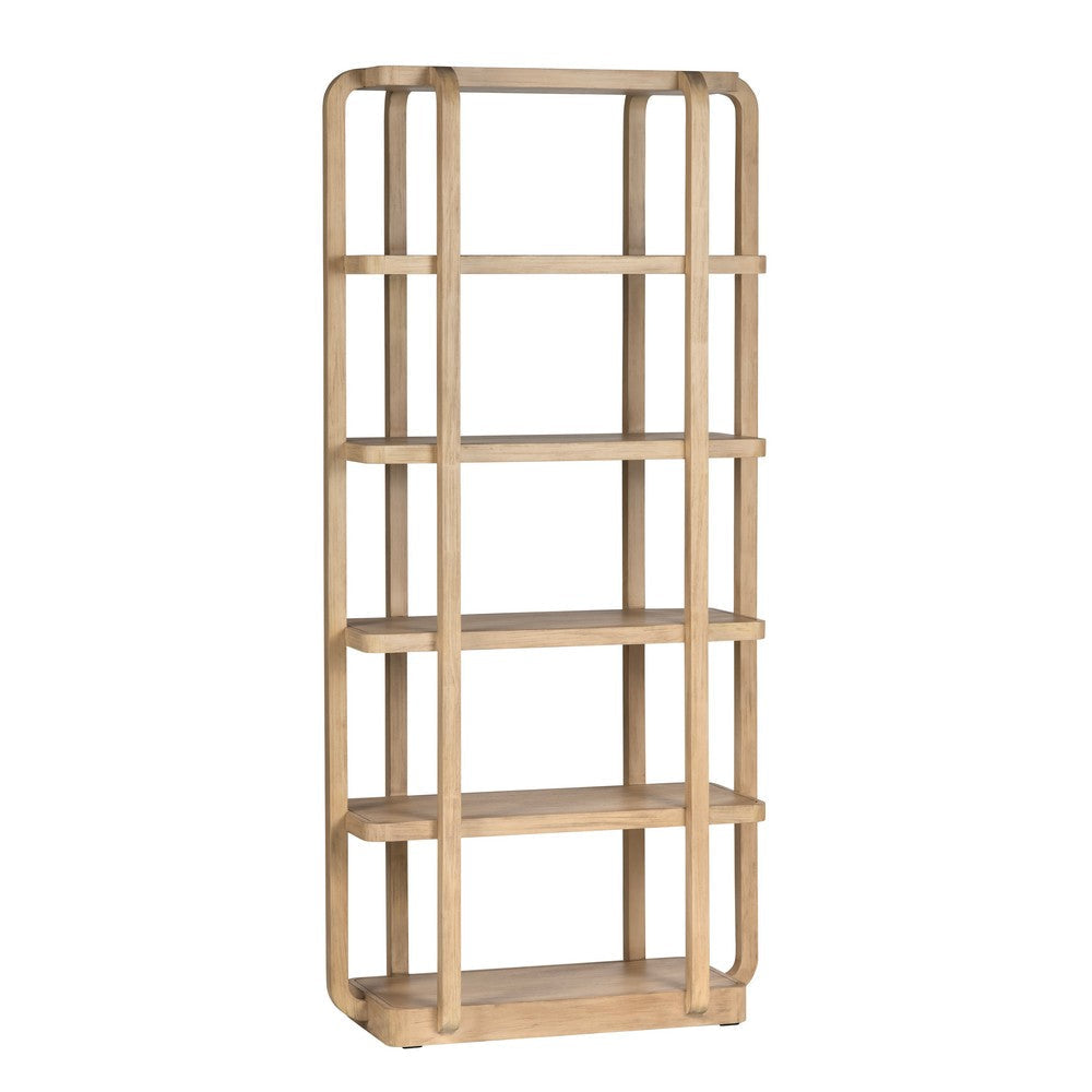 Crestview Tena 5 Shelf Etagere Bookcase | Boho Curved Edges | Tan Brown