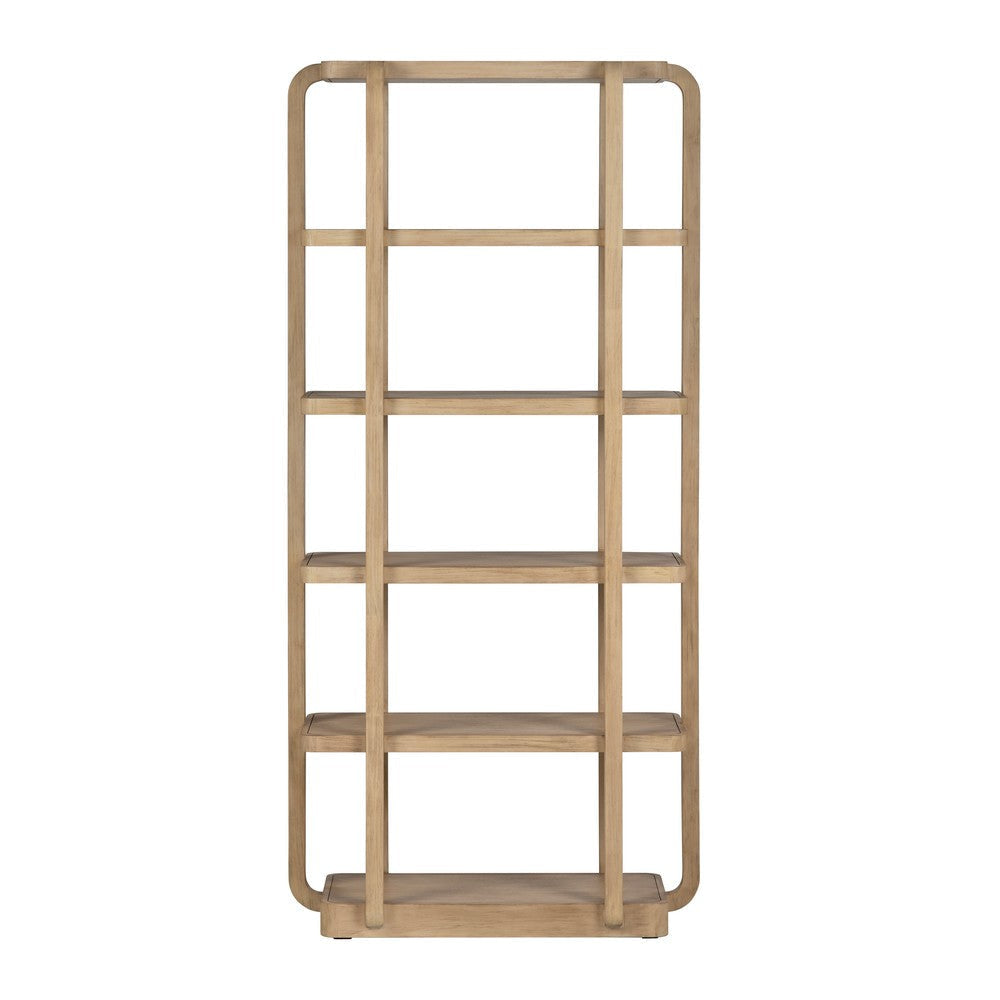 Crestview Tena 5 Shelf Etagere Bookcase | Boho Curved Edges | Tan Brown CCL-CVFDR1232