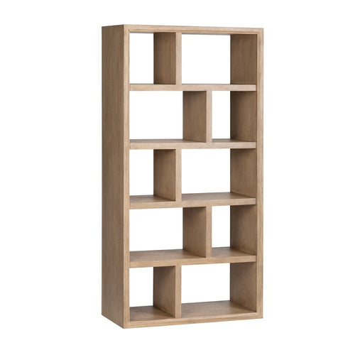 Crestview Jez Etagere Bookcase w 10 Geometric Shelves | Natural Brown