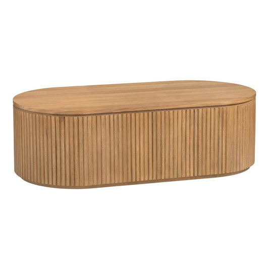 Crestview Emy Coffee Table | 52" Oval Top | Brown Slatted Reed Base