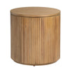 Crestview Emy Side End Table | 22" Round Top | Brown Slatted Reed Base
