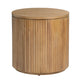 Crestview Emy Side End Table | 22" Round Top | Brown Slatted Reed Base