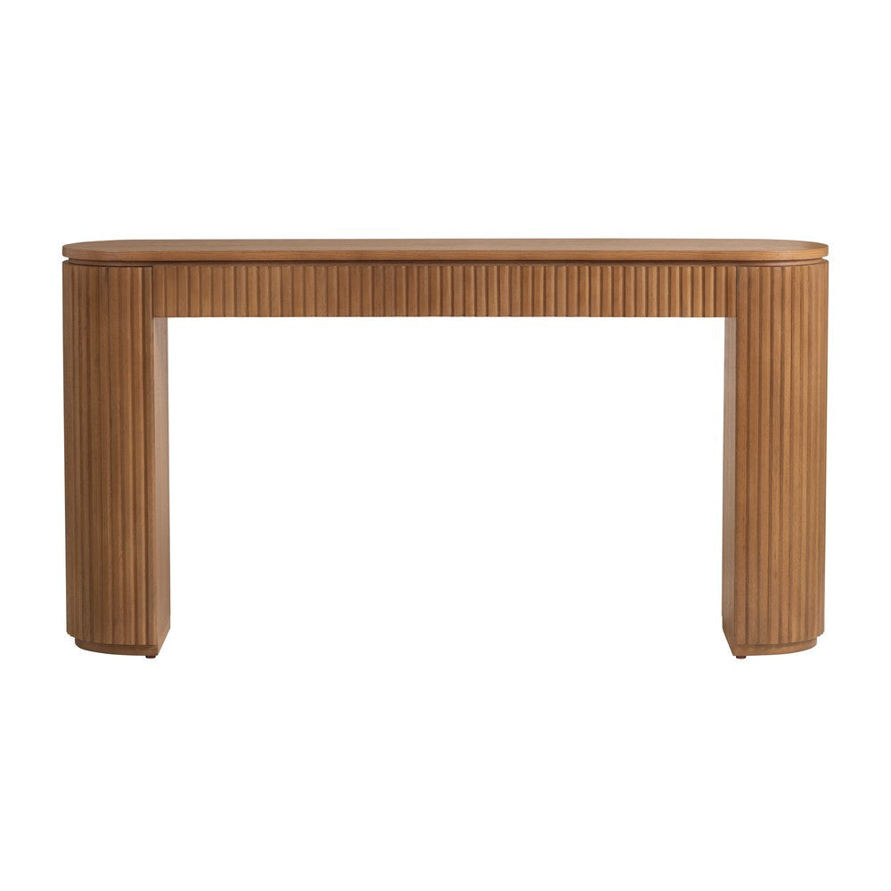 Crestview Emy Sofa Console Table | 60’’ Top | Brown Slatted Legs CCL-CVFDR1237