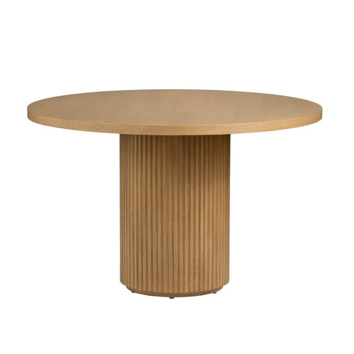 Crestview Emy Dining Table | 48" Round Top | Slatted Pedestal | Brown