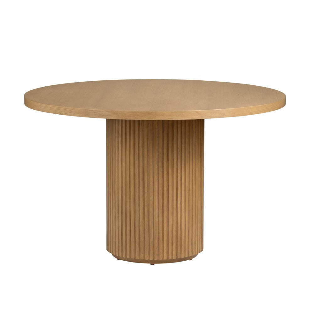 Crestview Emy Dining Table | 48" Round Top | Slatted Pedestal | Brown