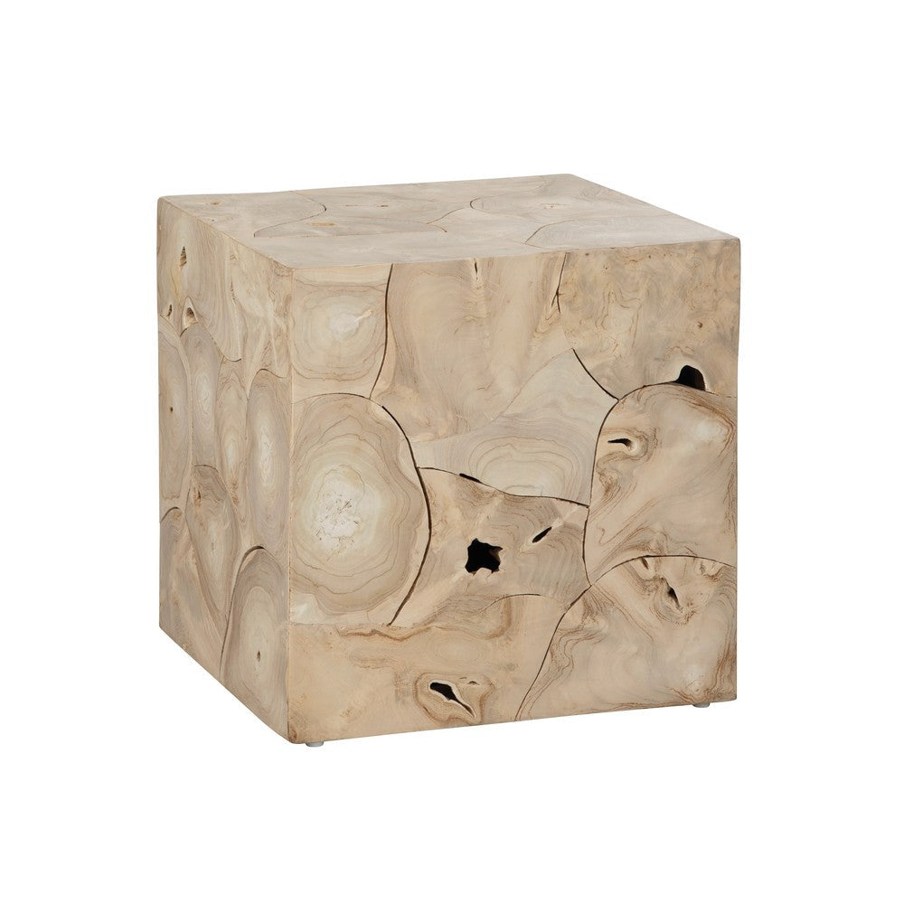 Crestview Tora Accent End Table | 22’’ Square | Patchwork Tan Brown CCL-CVFDR1243