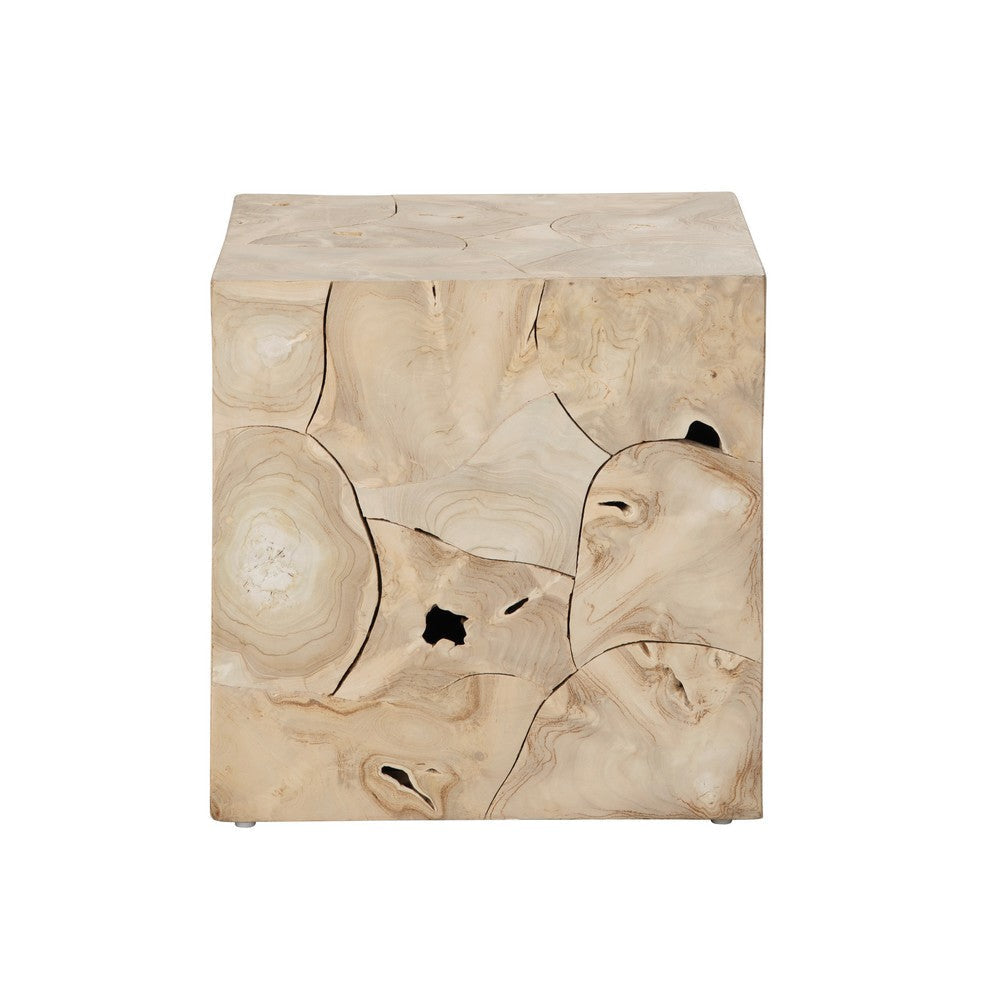 Crestview Tora Accent End Table | 22’’ Square | Patchwork Tan Brown CCL-CVFDR1243