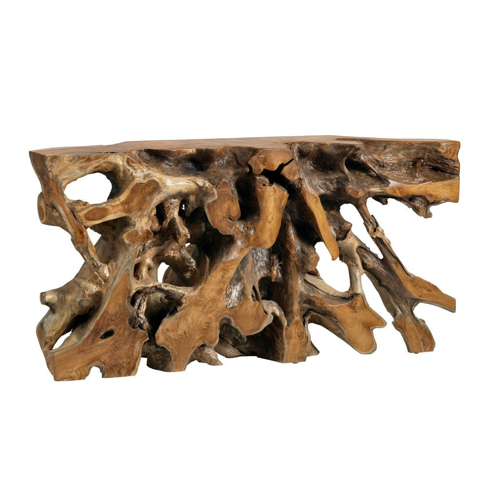 Crestview Aryan Sofa Console Table | 63’’ Live Edge Teak Root | Brown CCL-CVFDR1246