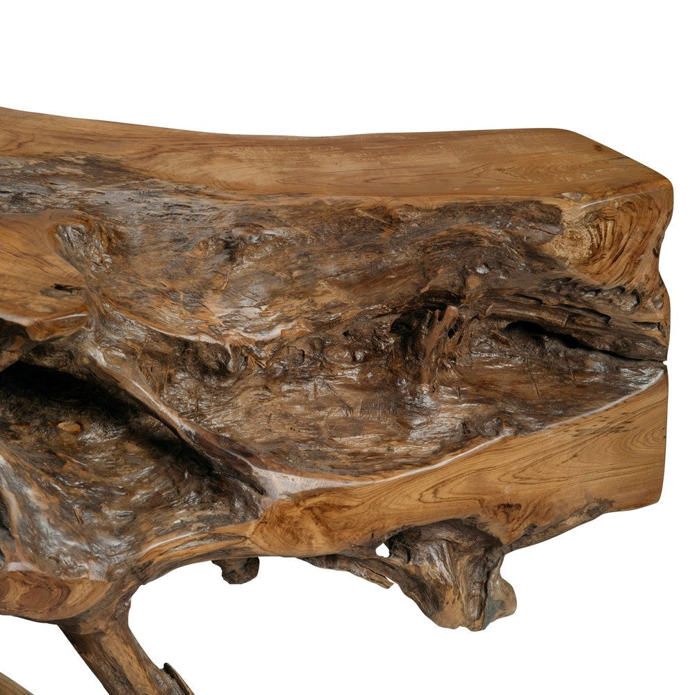 Crestview Aryan Sofa Console Table | 63’’ Live Edge Teak Root | Brown CCL-CVFDR1246
