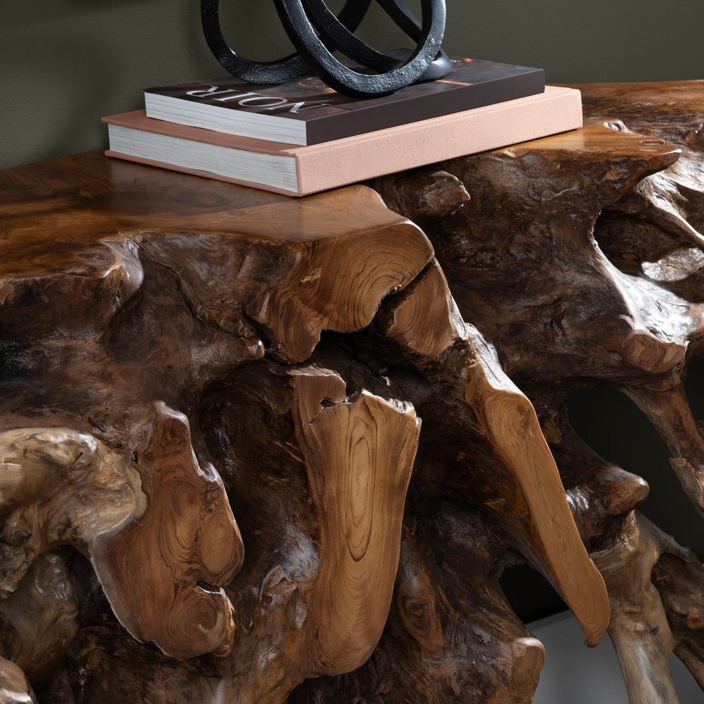 Crestview Aryan Sofa Console Table | 63’’ Live Edge Teak Root | Brown CCL-CVFDR1246
