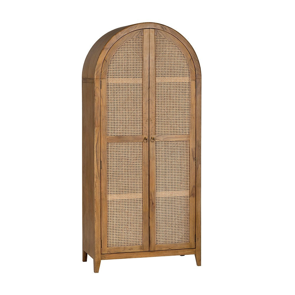 Crestview Cia Accent Cabinet | 2 Cane Doors & 3 Shelves | Brown 79"