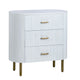 Crestview Simy Oversize Nightstand Chest | 3 Drawer | Fluted White | Gold CCL-CVFDR1302