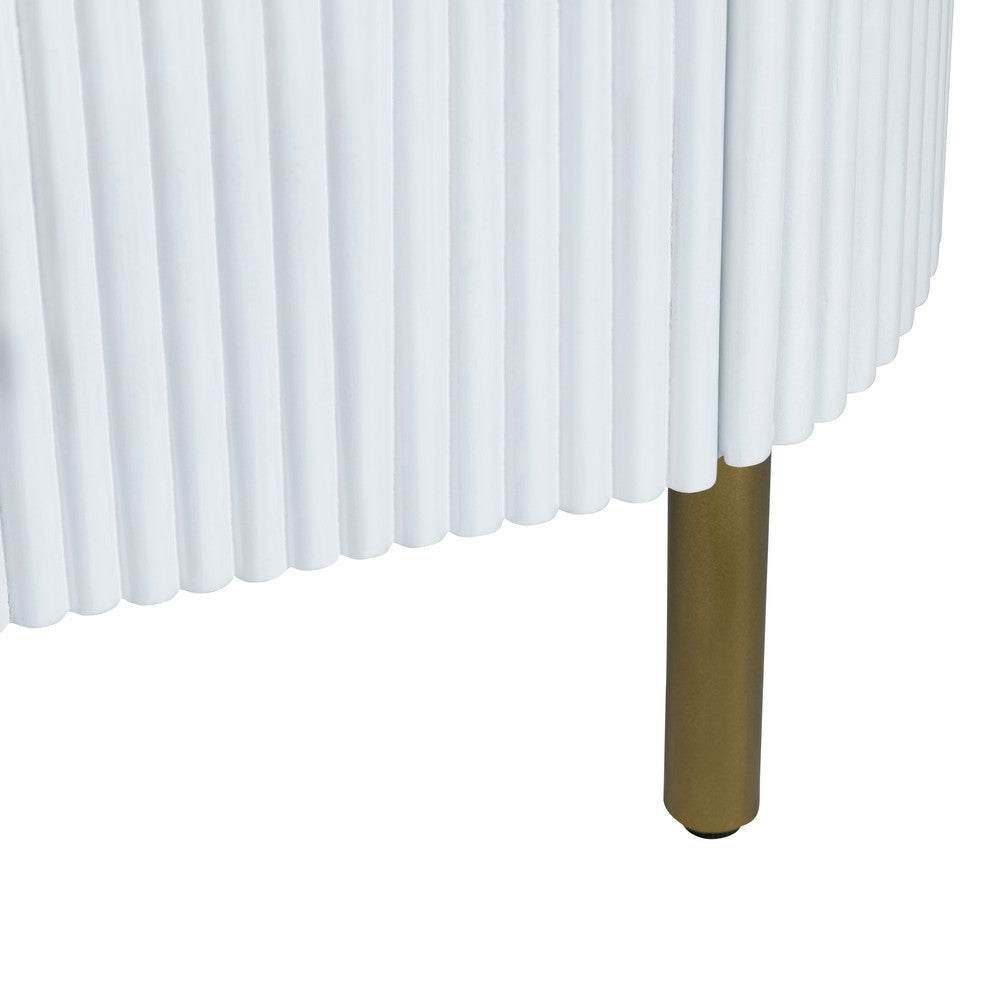 Crestview Simy Oversize Nightstand Chest | 3 Drawer | Fluted White | Gold CCL-CVFDR1302