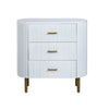 Crestview Simy Oversize Nightstand Chest | 3 Drawer | Fluted White | Gold CCL-CVFDR1302