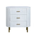 Crestview Simy Oversize Nightstand Chest | 3 Drawer | Fluted White | Gold CCL-CVFDR1302