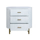 Crestview Simy Oversize Nightstand Chest | 3 Drawer | Fluted White | Gold CCL-CVFDR1302