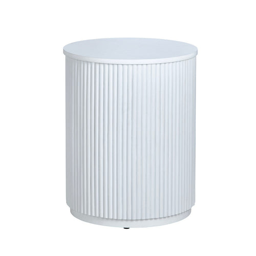 Crestview Simy Accent End Table | Round 18" | Vertical Fluting | White