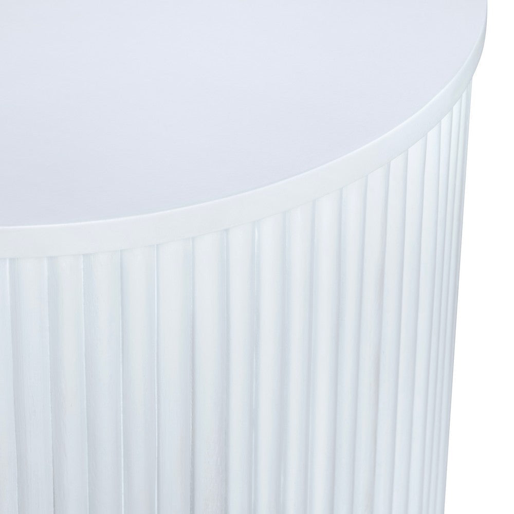 Crestview Simy Accent End Table | Round 18’’ | Vertical Fluting | White CCL-CVFDR1303