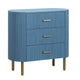 Crestview Simy Oversize Nightstand Chest | 3 Drawer | Fluted Blue | Gold