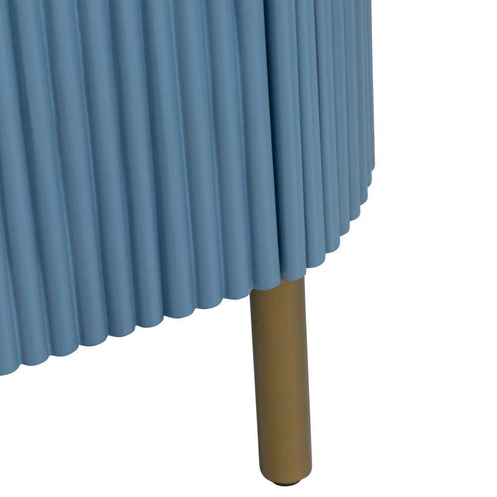 Crestview Simy Oversize Nightstand Chest | 3 Drawer | Fluted Blue | Gold CCL-CVFDR1304