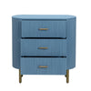 Crestview Simy Oversize Nightstand Chest | 3 Drawer | Fluted Blue | Gold CCL-CVFDR1304