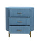 Crestview Simy Oversize Nightstand Chest | 3 Drawer | Fluted Blue | Gold CCL-CVFDR1304