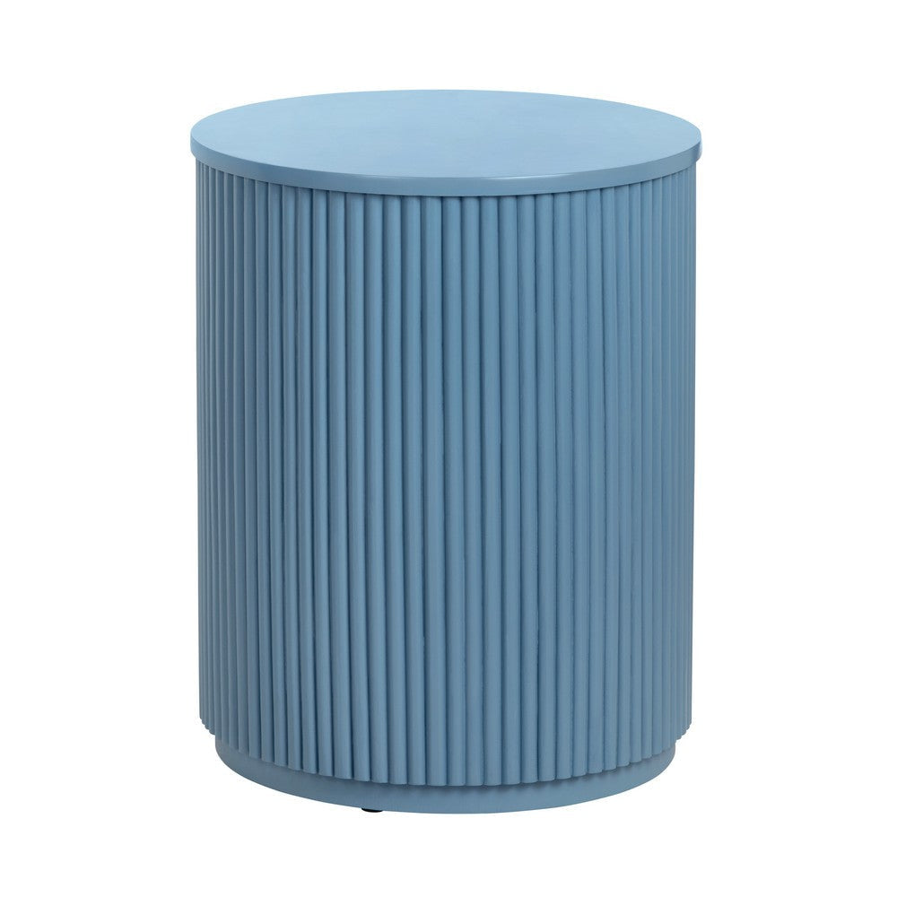 Crestview Simy Accent End Table | Round 18" | Vertical Fluting | Blue