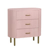 Crestview Simy Oversize Nightstand Chest | 3 Drawer | Fluted Pink | Gold