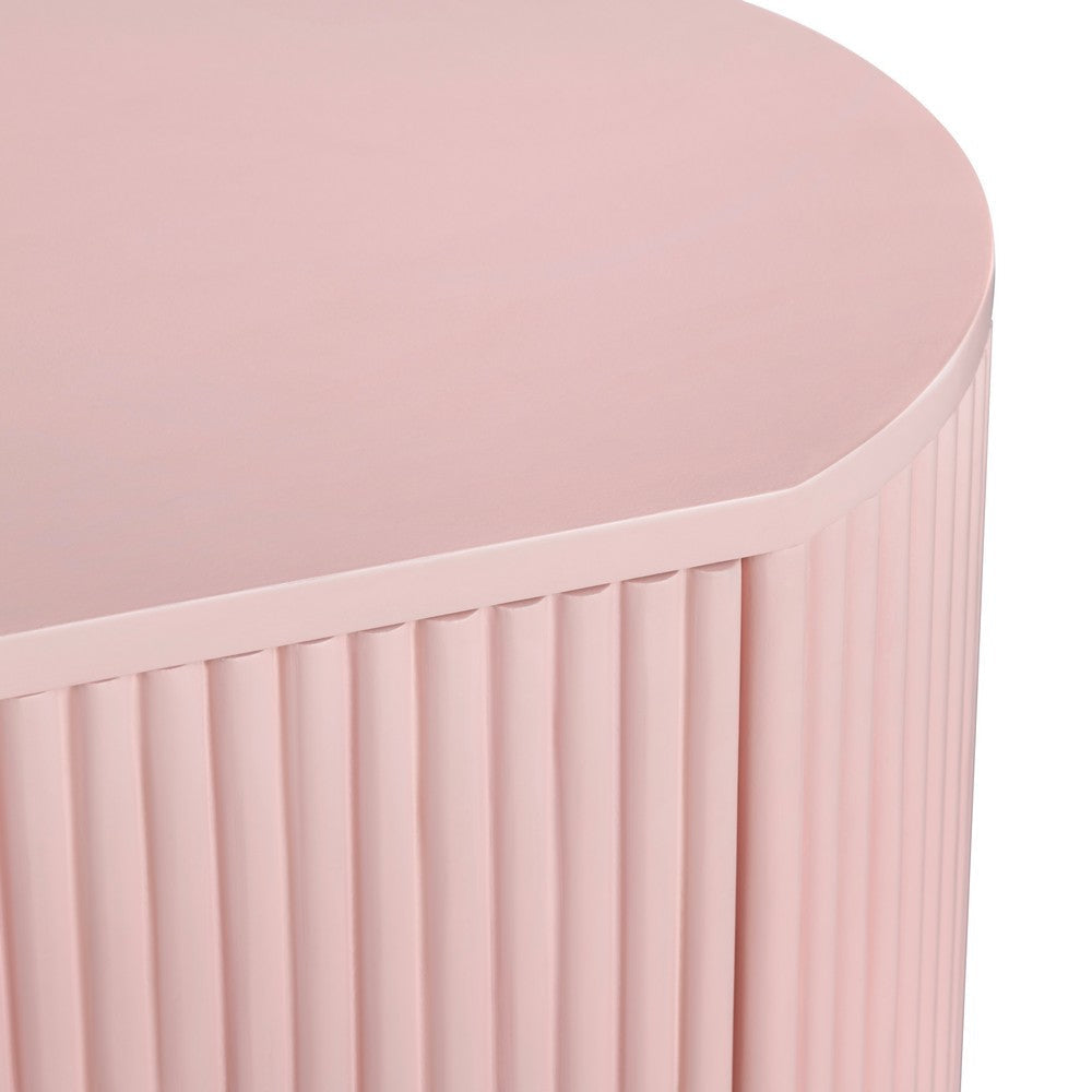 Crestview Simy Oversize Nightstand Chest | 3 Drawer | Fluted Pink | Gold CCL-CVFDR1306