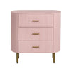 Crestview Simy Oversize Nightstand Chest | 3 Drawer | Fluted Pink | Gold CCL-CVFDR1306