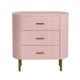 Crestview Simy Oversize Nightstand Chest | 3 Drawer | Fluted Pink | Gold CCL-CVFDR1306