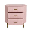 Crestview Simy Oversize Nightstand Chest | 3 Drawer | Fluted Pink | Gold CCL-CVFDR1306