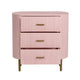 Crestview Simy Oversize Nightstand Chest | 3 Drawer | Fluted Pink | Gold CCL-CVFDR1306
