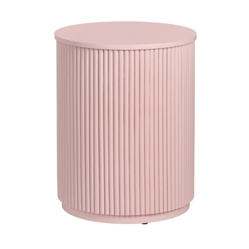 Crestview Simy Accent End Table | Round 18" | Vertical Fluting | Pink