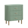 Crestview Simy Oversize Nightstand Chest | 3 Drawer Fluted Sage Green | Gold