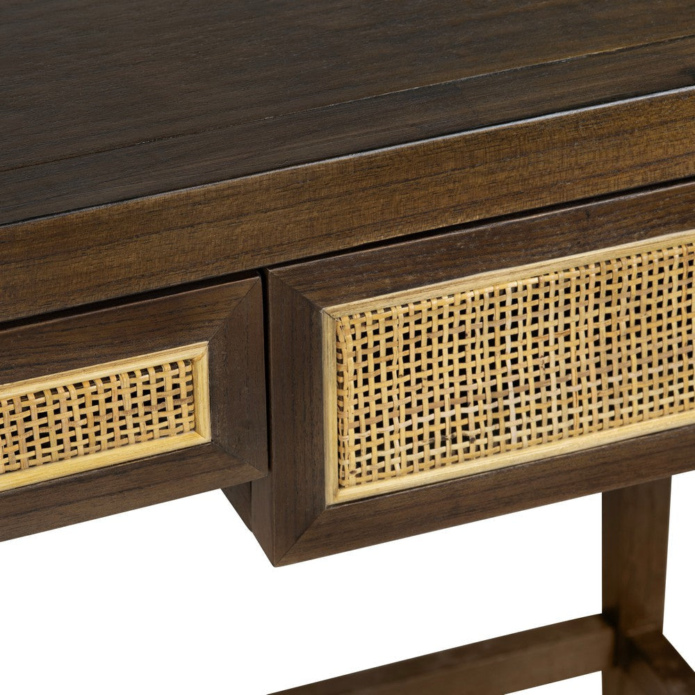 Crestview Nabi Writing Desk | 3 Drawers w Cane Fronts | Brown | 60’’ CCL-CVFDR1310