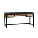 Crestview Nabi Writing Desk | 3 Drawers w Cane Fronts | Black | 60"