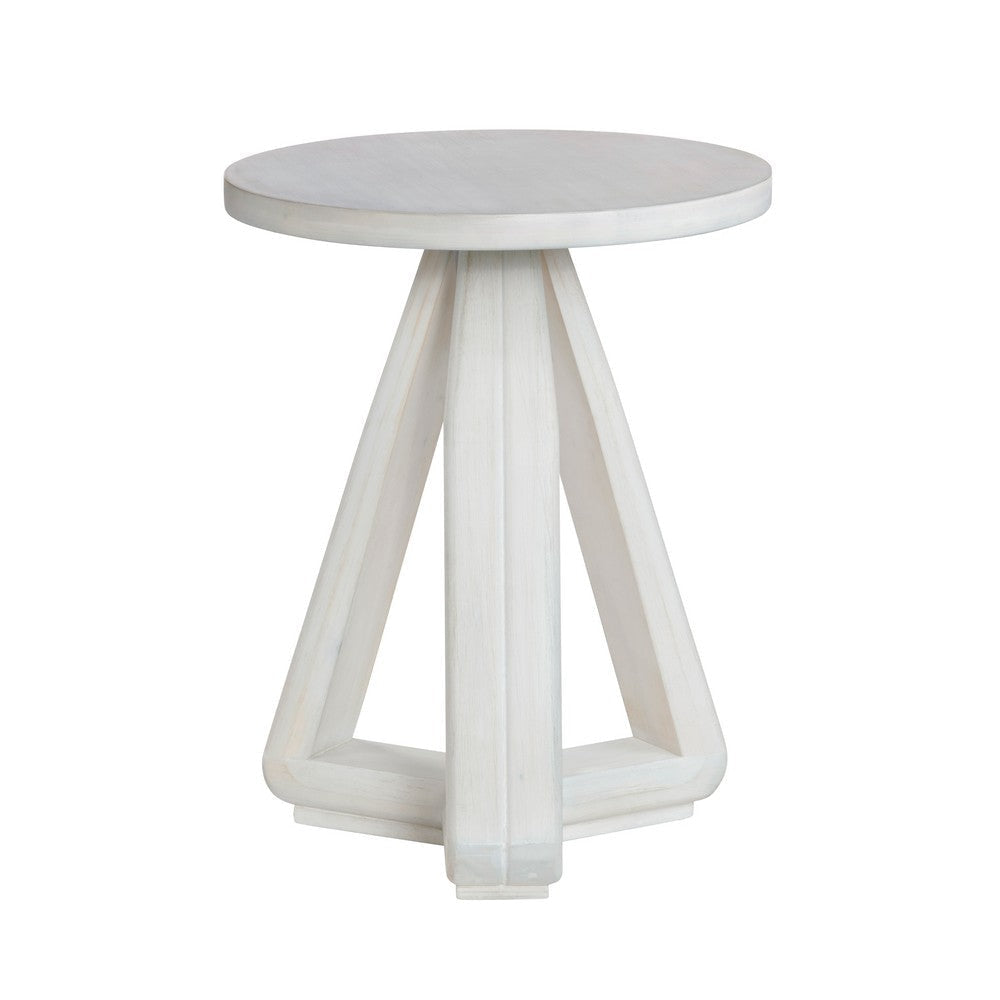 Crestview Kim Accent End Table | 19" Round | Tripod Pedestal Base | White