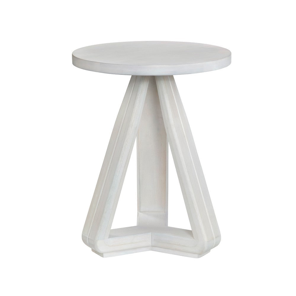 Crestview Kim Accent End Table | 19’’ Round | Tripod Pedestal Base | White CCL-CVFDR1312