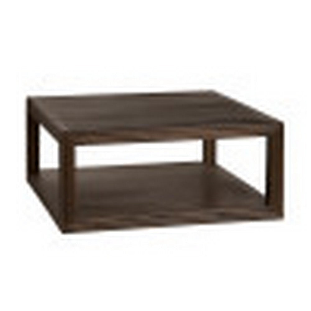Crestview Diva Coffee Table w Shelf | 38" Square Walnut Brown Wood