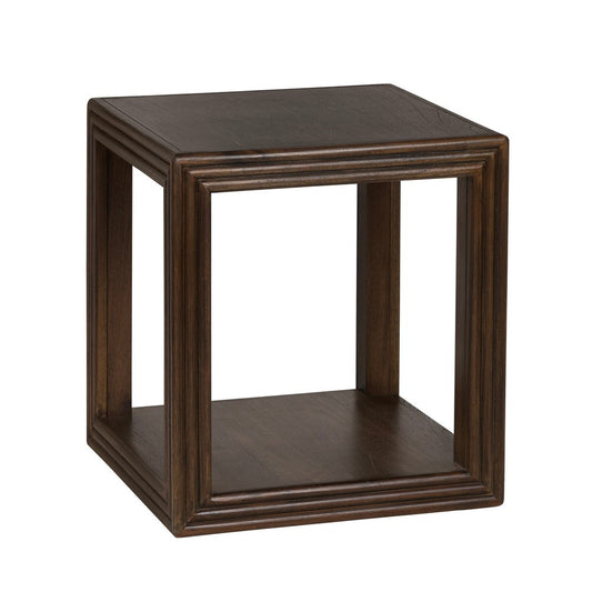 Crestview Diva Accent End w Shelf | 20" Square Top | Walnut Brown Wood