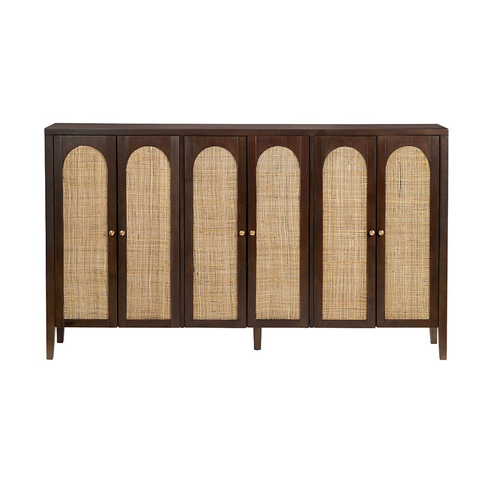 Crestview Keya Media Credenza Sideboard | 6 Cane Doors | 72’’ Brown CCL-CVFDR1317