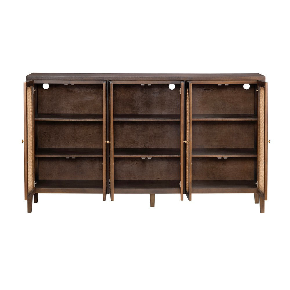 Crestview Keya Media Credenza Sideboard | 6 Cane Doors | 72’’ Brown CCL-CVFDR1317