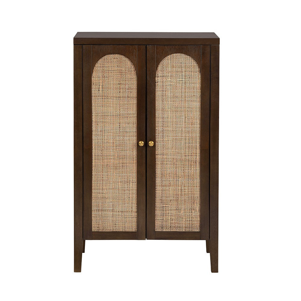 Crestview Keya Accent Chest | 2 Arch Cane Doors | 42’’ Tall Brown Wood CCL-CVFDR1318