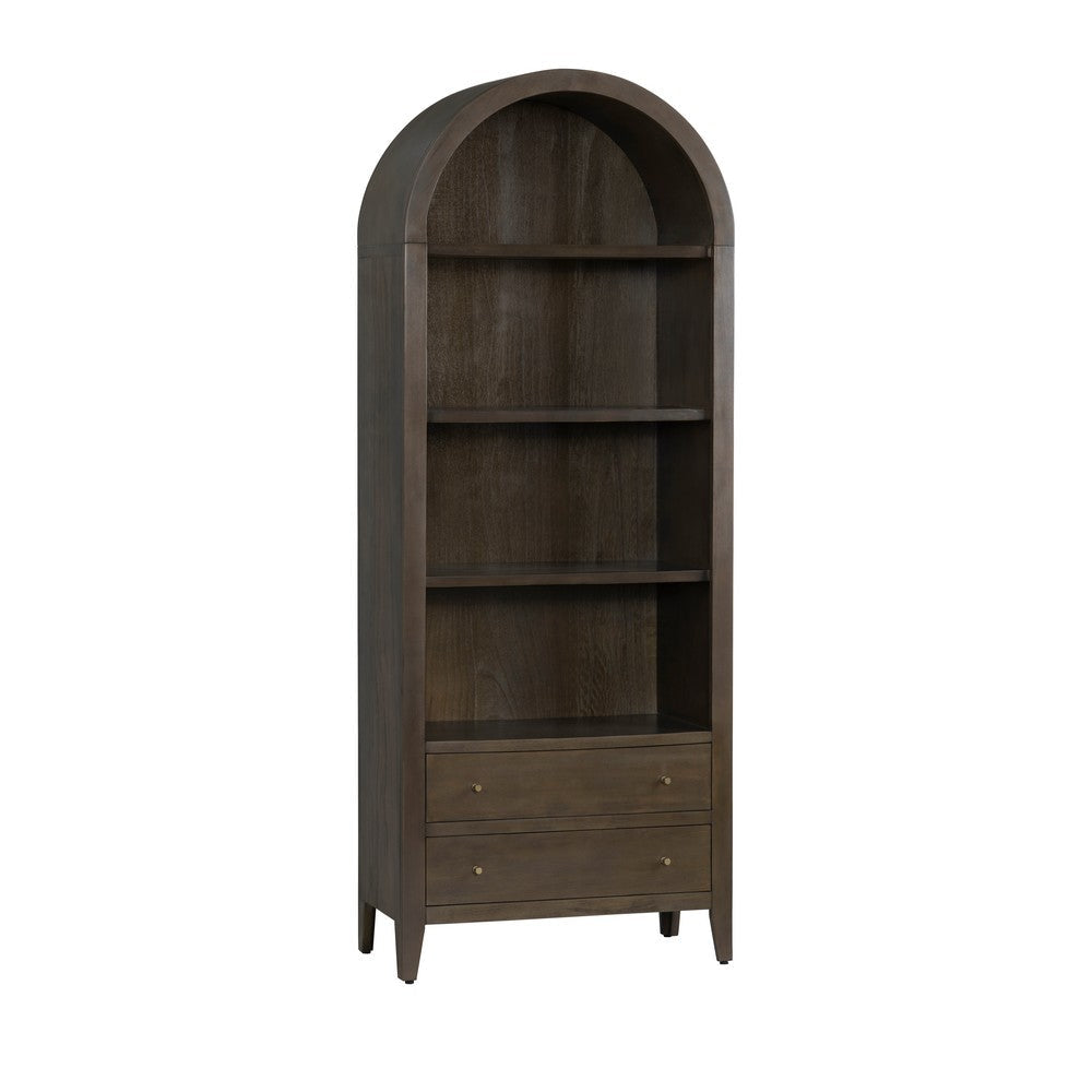 Crestview Bina Etagere Bookcase | 4 Shelves & 2 Drawers | Brown 78"
