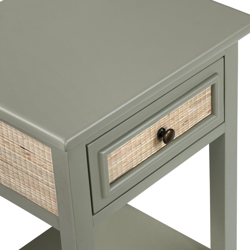 Crestview 17’’ Accent End Table | 1 Drawer & Shelf | Sage Green | Cane CCL-CVFDR1322